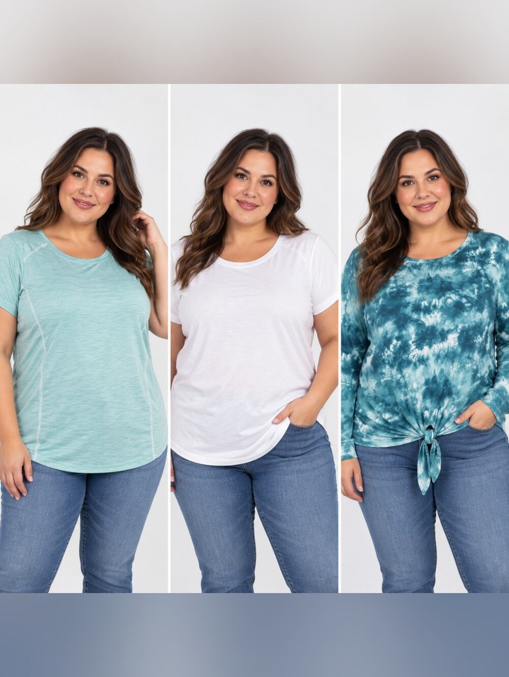Women’s 1X 3-Pc NWT Tops Bundle Zone Pro Bobbie Brooks Mint White Tie Dye
